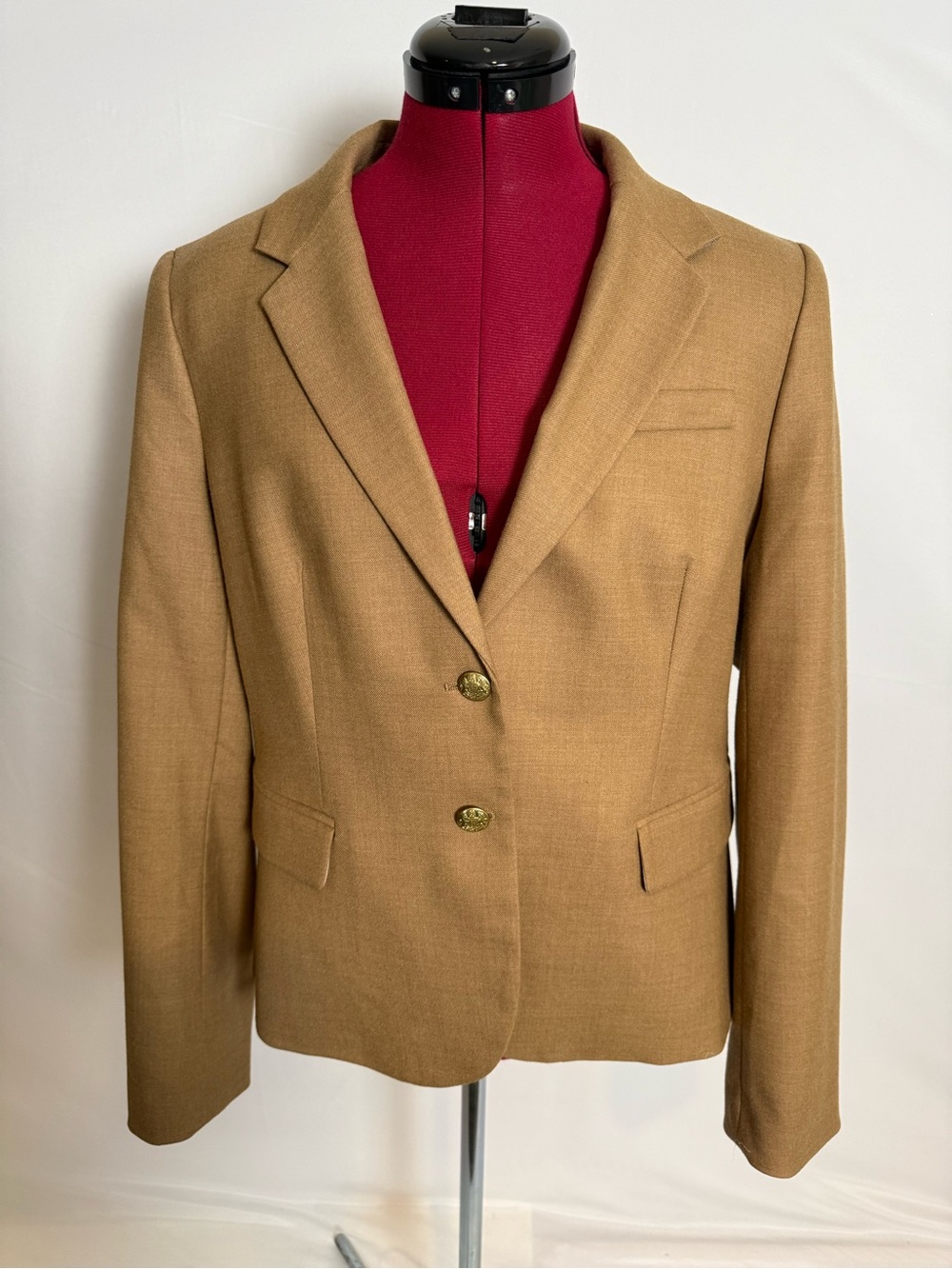 J. Crew Tailored Blazer Women's Size 14 Camel Two-Button Wool Blend